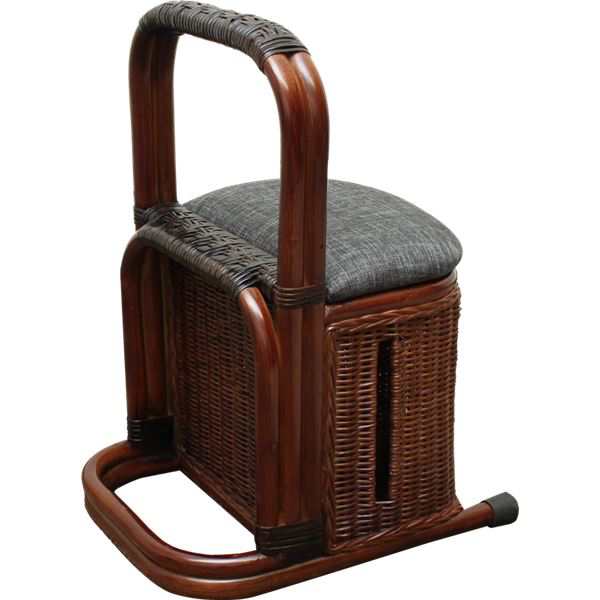 籐製 つかまり収納 ステッキ 立ち上がり補助用品 ブラウン 約幅31.5cm 小物収納スペース 完成品 高齢者 プレゼント |b04の通販は