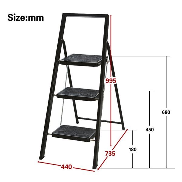 ステップ 脚立 3段 約幅440×奥行735×高さ995mm ホワイト スチール コンパクト 折りたたみ式 I step 完成品 高い所 掃除 片付け |b04の通販は