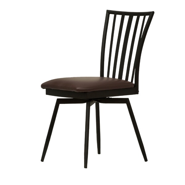 回転式 ワークチェア/ダイニングチェア (2脚 ブラウン 幅43cm) 360度回転式 スチール PVC ウレタンフォーム 組立品 |b04の通販は