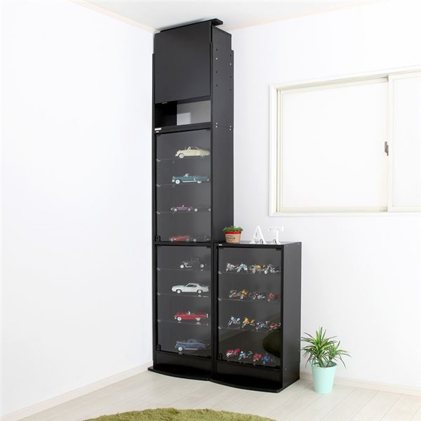 コレクションケース/収納棚 レギュラー 専用上置き 〔ハイタイプ 奥行19cm用 ブラック〕 幅54.1cm 本体別売 〔組立品〕〔代引不可〕(代引不可) コレクションケース ⁄ 収納棚 レギュラー 専用上置き ハイタイプ