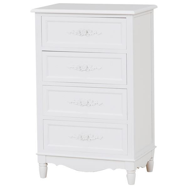 チェスト タンス 4段 約幅50cm ホワイト 木製 脚付き 取っ手付き 完成品 リビング ダイニング ベッドルーム 子供部屋 |b04の通販は