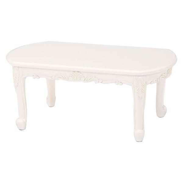 ローテーブル センターテーブル 約幅90cm アンティークホワイト 木製 猫脚付き ヴィオレッタシリーズ リビング ダイニング |b04の通販は