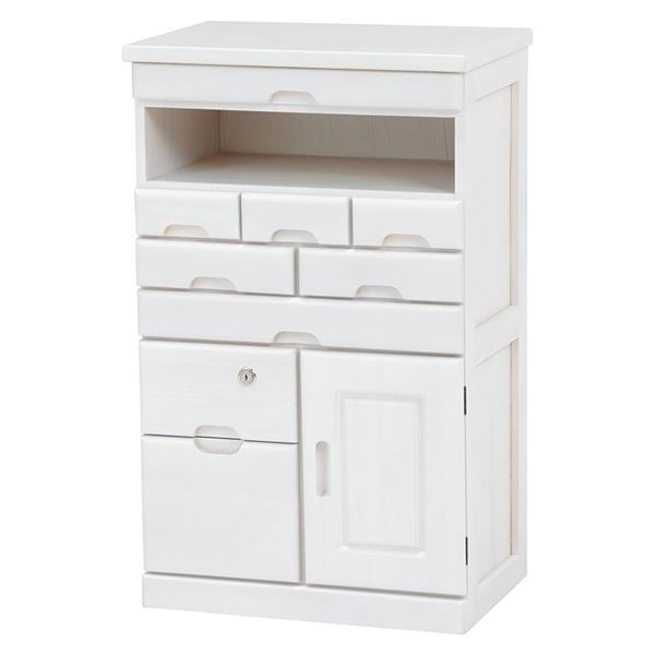 桐製 FAX台/電話台 (鍵付 ウォッシュホワイト) 幅48×奥行32×高さ78cm 木製 引き出し付き (リビング ダイニング 廊下 玄関) |b04の通販は 15,023円