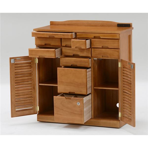 桐製 FAX台/電話台 (ライトブラウン 幅76×奥行32×高さ