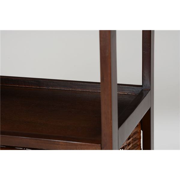 ランドリーラック 約幅37×奥行27.5×高さ110cm マホガニー 籐 ラタン 引出内布付き ランドリー収納 脱衣所 洗面所 |b04の通販は