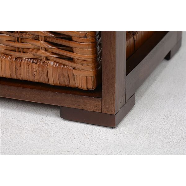 ランドリーラック 約幅37×奥行27.5×高さ110cm マホガニー 籐 ラタン 引出内布付き ランドリー収納 脱衣所 洗面所 |b04の通販は