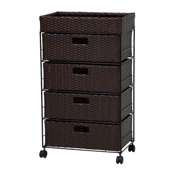 ランドリーラック 約幅50.5cm ダークブラウン スチールパイプ キャスター付き ランドリー収納 脱衣所 洗面所 R2412DBR |b04の通販は