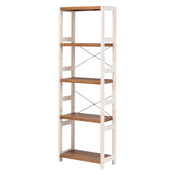 オープンラック 収納棚 5段 約幅60×高さ180cm ホワイトウォッシュ×ライトブラウン 木製 組立品 リビング ダイニング 寝室 |b04の通販は 10,850円