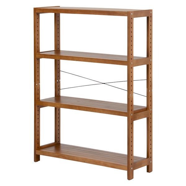 オープンラック 収納棚 4段 約幅90×高さ120cm ライトブラウン 木製 組立品 リビング ダイニング ベッドルーム |b04の通販は