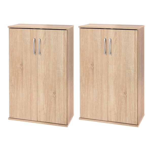 シューズラック2点セット スリムタイプ 幅約60cm ナチュラル 棚板（1台）：6枚 組立式 |b04の通販は