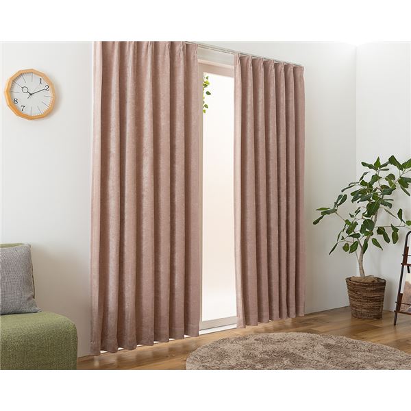 遮光カーテン 幅150cm×丈135cm 1枚 ローズ 2級遮光 洗える 日本製 無地 アジャスターフック タッセル付き カーテン リビング |b04の通販は