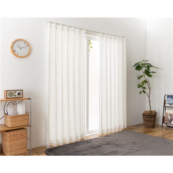 カーテン 幅100cm×丈130cm ホワイト 2枚 洗える 日本製 アジャスターフック タッセル付き 形状記憶 ロディ リビング ダイニング |b04の通販は 5,593円