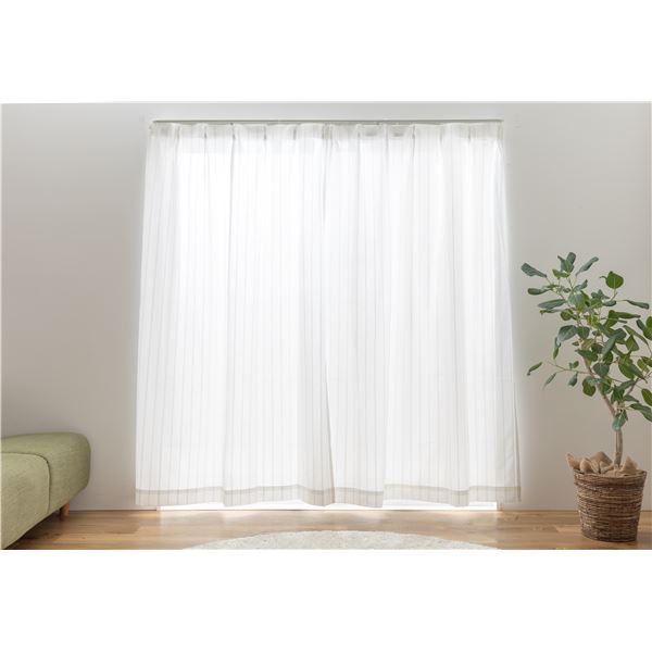 レースカーテン 幅100cm×丈238cm ホワイト 2枚 洗える 日本製 アジャスターフック UVカット 抗カビ 遮熱 断熱 保温 ブレラ |b04の通販は 5,485円