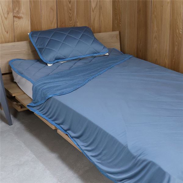 両面使える 冷感パイルケット シングル ブルー |b04の通販は 5,239円