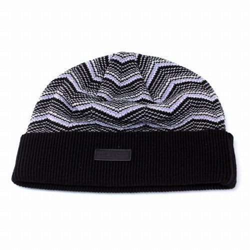 ニット帽　メンズ mila schon　ミラショーン 派手柄 ニットワッチ ブラック