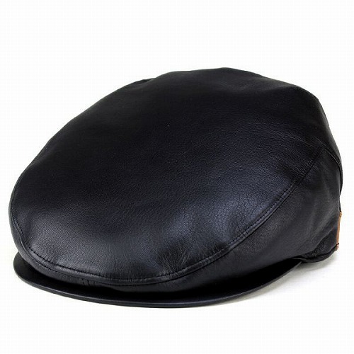 レザーハンチング メンズ 帽子 上質シープスキン 日本製 ivycap 本革 マツイ サイズ調整可 黒 ブラック