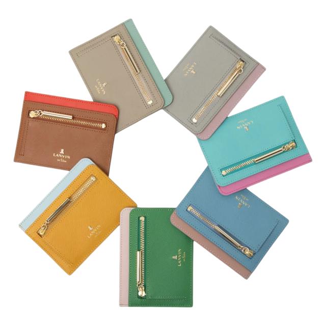 ランバンオンブルー パスケース 定期入れ 薄型 フラグメントケース 本革 リュクサンブールカラー レディース 484172 LANVIN en Bleu カードケース ミニ財布 小銭入れ コインケース 牛革 レザー_5