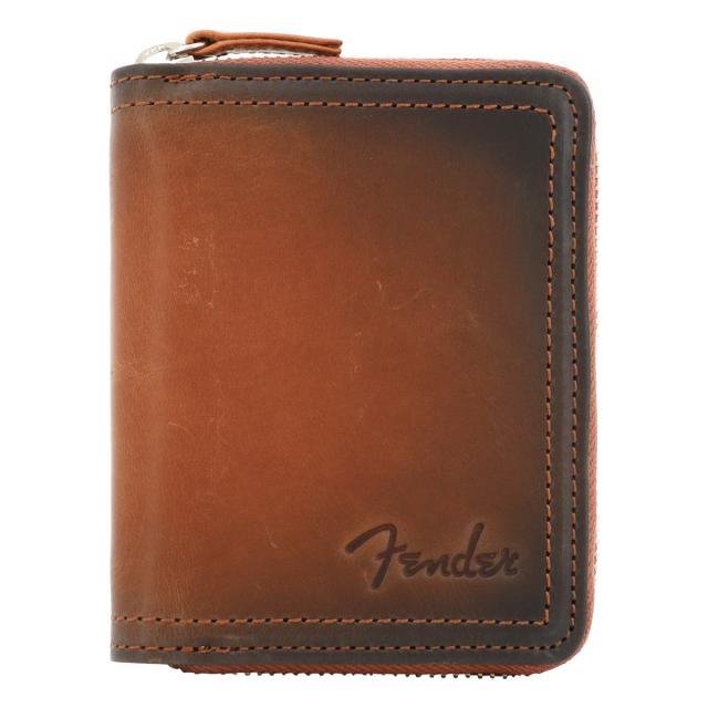 【レビュー投稿で+5％還元】フェンダー 二つ折り財布 牛革 ラウンドファスナー 950-503 Fender ストラトキャスター 折りたたみ財布 開運 一粒万倍日_1
