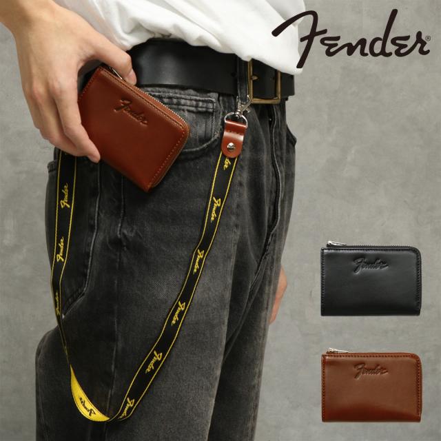 【レビュー投稿で+5％還元】フェンダー ケース 本革 L字ファスナー メンズ 950-700 Fender 牛革 小銭入れ ギターピック ストラップ付き クリスマス_mp