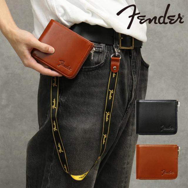 【レビュー投稿で+5％還元】フェンダー 二つ折り財布 本革 L字ファスナー メンズ 950-702 Fender 牛革 ギターピック ストラップ付き 開運 一粒万倍日 クリスマス_mp