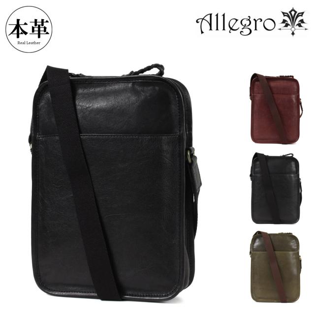 【レビュー投稿で+5％還元】アレグロ ショルダーバック 本革 メンズ 33811 ブオン Allegro 縦型 ミニショルダー 牛革 レザー クリスマス_mp