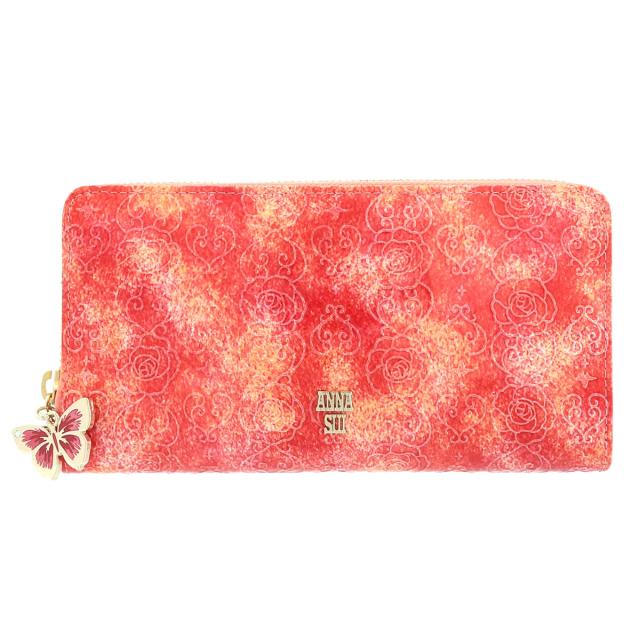 レビュー投稿で+5％還元】アナスイ 長財布 ラウンドファスナー ローズ