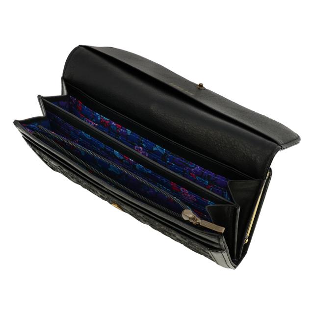 ANNA SUI 黒 エンボス加工 長財布 がま口 セルパン ANNA SUI 黒 エンボス加工 長財布 がま口 セルパン