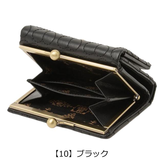 アナスイ 二つ折り財布 ガマ口 本革 レディース ドリーミー 318342 ANNASUI コンパクト ミニ財布 羊革 山羊革 刺繍 ハート キルト キルティング レザー_9