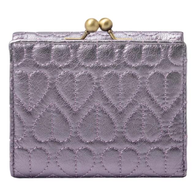 アナスイ 二つ折り財布 ガマ口 本革 レディース ドリーミー 318342 ANNASUI コンパクト ミニ財布 羊革 山羊革 刺繍 ハート キルト キルティング レザー_2