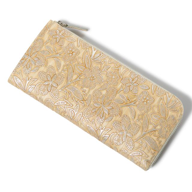 【レビュー投稿で+5％還元】アルカン 長財布 L字ファスナー 本革 レディース クレア 1416-660 日本製 ARUKAN  薄型 花柄 パール 型押し エンボス 牛革 レザー 開運 一粒万倍日 クリスマス_mp クリスマス_wp レビュー投稿で+5％還元】アルカン 長財布 L字ファスナー 本革