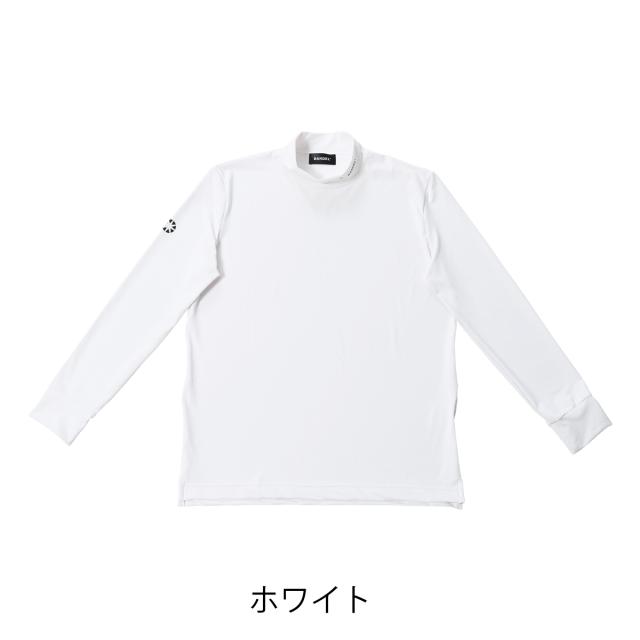 ホワイト ゴルフ ロンT モックネック Tシャツ 長袖 レビュー投稿で+5