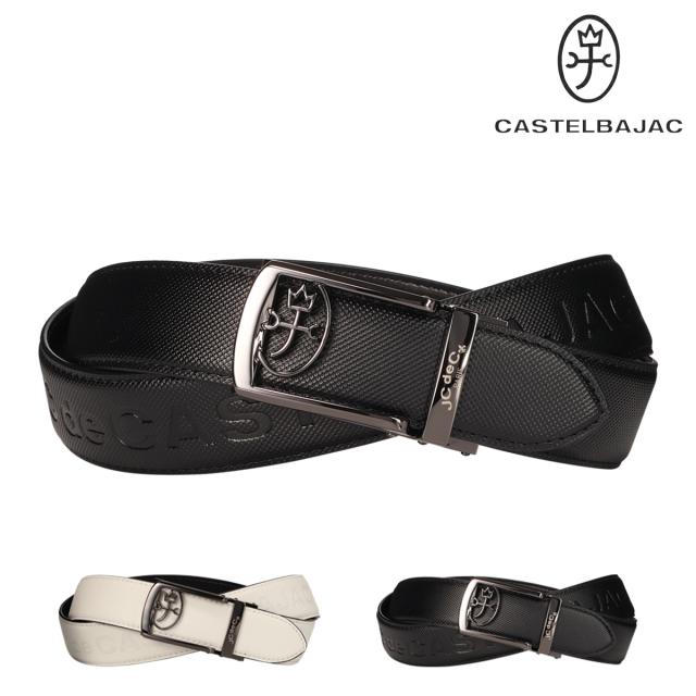 カステルバジャック ゴルフ スポーツ ベルト 7235390129 CASTELBAJAC SPORT キーリットベルト スライドロック カチカチベルト ロゴ型押しデザイン 家紋付きバックル