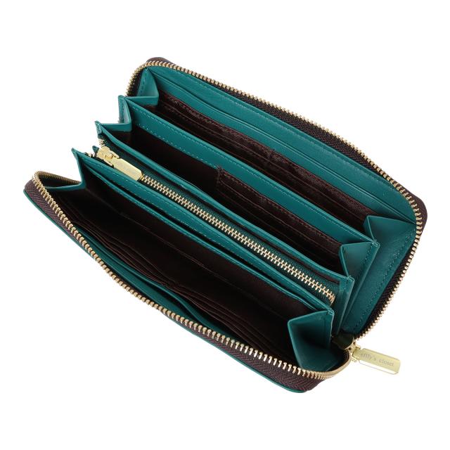 【レビュー投稿で+5％還元】エフィー 長財布 ラウンドファスナー レディースCUB1-003 efffy | 牛革 レザー シンプル ロゴ スマート 緑 グリーン クリスマス_mp クリスマス_wp レビュー投稿で+5％還元】エフィー 長財布 ラウンドファスナー