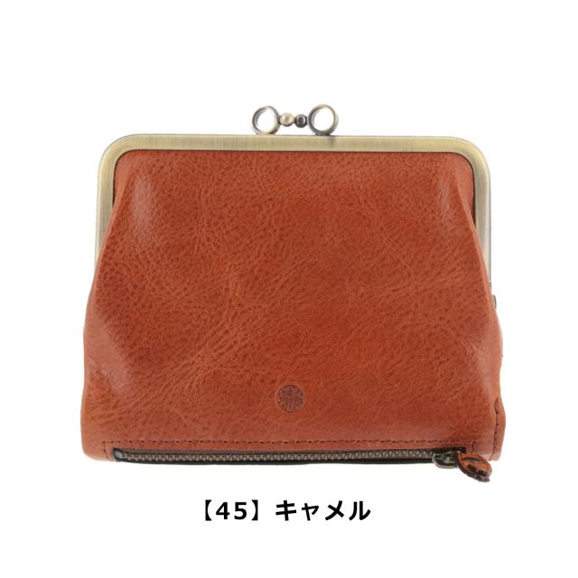 未使用 がま口 二つ折り 財布 オレンジ 新品未使用 タグ箱付き