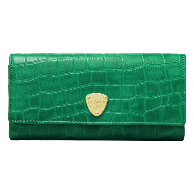 レビュー投稿で+5％還元】ゴールドファイル 長財布 かぶせ 本革 クロコ