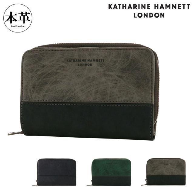 【レビュー投稿で+5％還元】キャサリンハムネット 二つ折り財布 本革 メンズ 490-50601 SCRUB スクラッチ KATHARINE HAMNETT ラウンドファスナー ミドル財布 牛革 レザー 開運 一粒万倍日 クリスマス_mp
