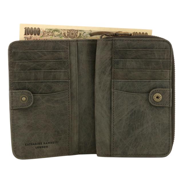 レビュー投稿で+5％還元】キャサリンハムネット 二つ折り財布 本革