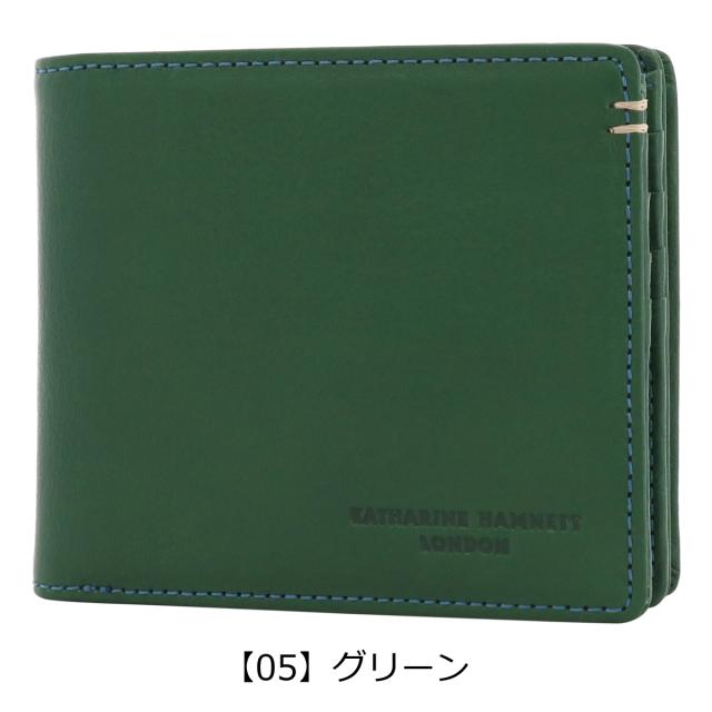 レビュー投稿で+5％還元】キャサリンハムネット 二つ折り財布 本革