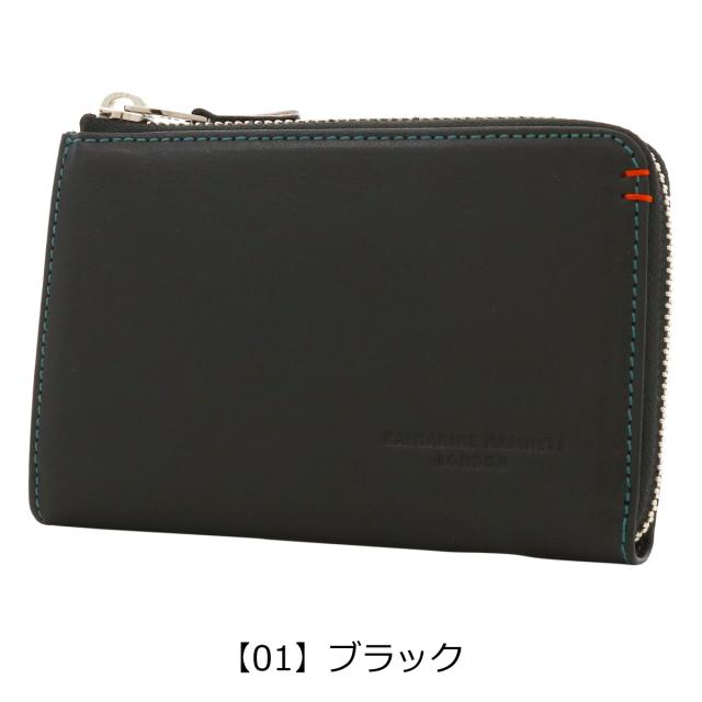 【文芸評論服従で+5％立ち直らす】キャサリンハムネット 二つ折り紙入れ 本革 490-50703 MINERAL KATHARINE HAMNETT L字ジッパー 牛皮 開運 一粒万倍日