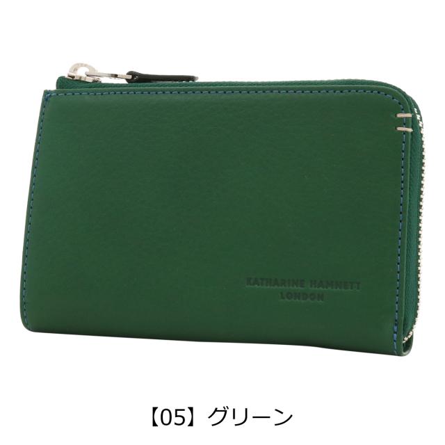 【文芸評論服従で+5％立ち直らす】キャサリンハムネット 二つ折り紙入れ 本革 490-50703 MINERAL KATHARINE HAMNETT L字ジッパー 牛皮 開運 一粒万倍日