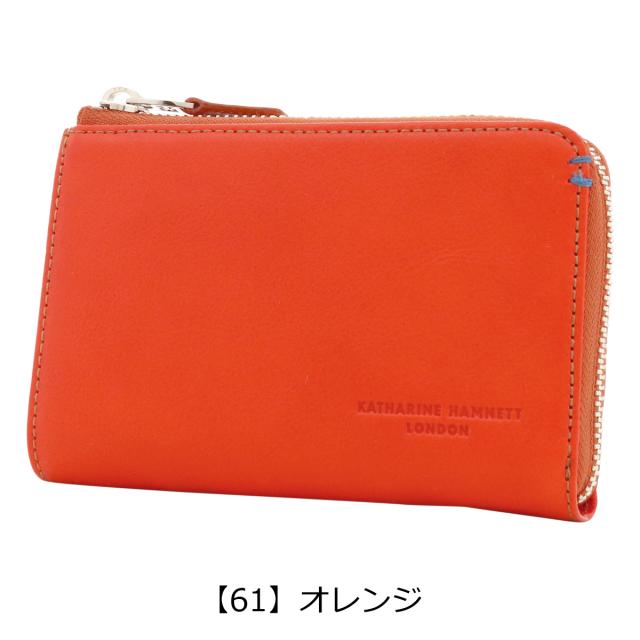 【文芸評論服従で+5％立ち直らす】キャサリンハムネット 二つ折り紙入れ 本革 490-50703 MINERAL KATHARINE HAMNETT L字ジッパー 牛皮 開運 一粒万倍日