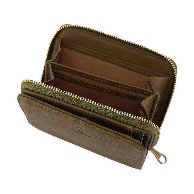 レビュー投稿で+5％還元】キソラ 二つ折り財布 本革 オリーブヌメ