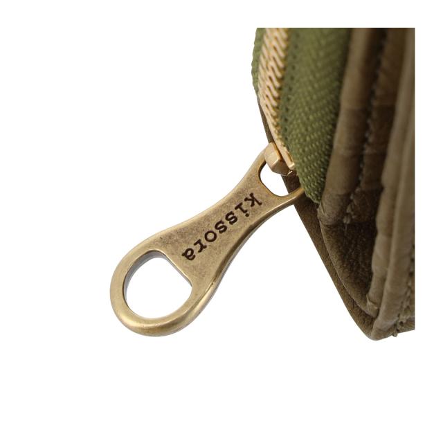 レビュー投稿で+5％還元】キソラ 二つ折り財布 本革 オリーブヌメ