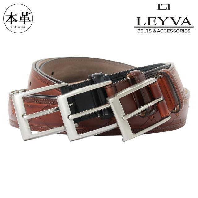 【レビュー投稿で+5％還元】レイバ ベルト メンズ 404 LEYVA 本革 レザー ピン式 クリスマス_mp