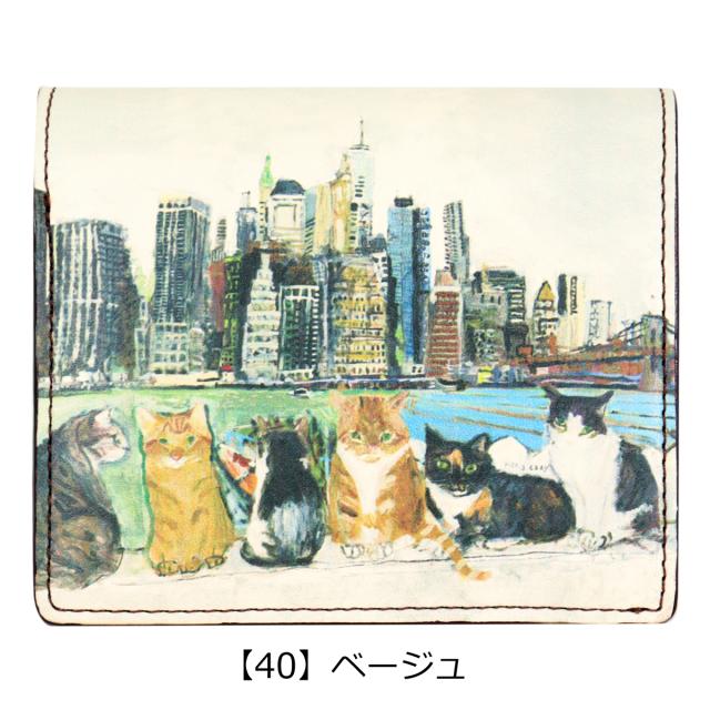 レビュー投稿で+5％還元】マンハッタナーズ 財布 二つ折り 本革 猫