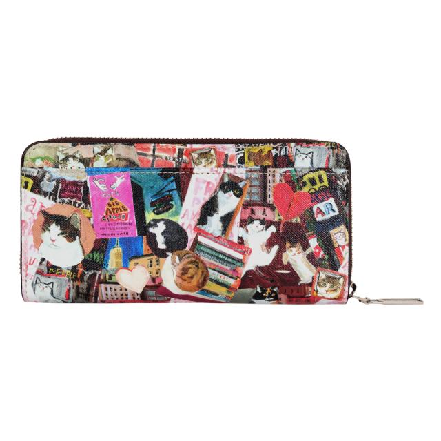 【レビュー投稿で+5％還元】マンハッタナーズ ロングウォレット ライブリー パース レディース 75-1654 MANHATTANER'S 猫 長財布 札入れ PVC、牛革 開運 一粒万倍日 クリスマス_mp クリスマス_wp レビュー投稿で+5％還元】マンハッタナーズ ロングウォレット ライブ