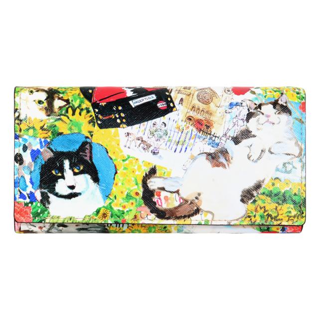 【レビュー投稿で+5％還元】マンハッタナーズ ロングウォレット ライブリー パース レディース 75-1655 MANHATTANER'S 猫 長財布 札入れ PVC、牛革 開運 一粒万倍日_1