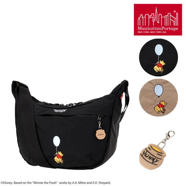 マンハッタンポーテージ くまのプーさん コラボ POOH プーさん メッセンジャーバッグ メンズ レディース MP2409TSPH25 Manhattan Portage 軽量 おしゃれ かわいい ペットボトル収納可能 オリジナルチャーム付き 斜めがけ 肩掛け