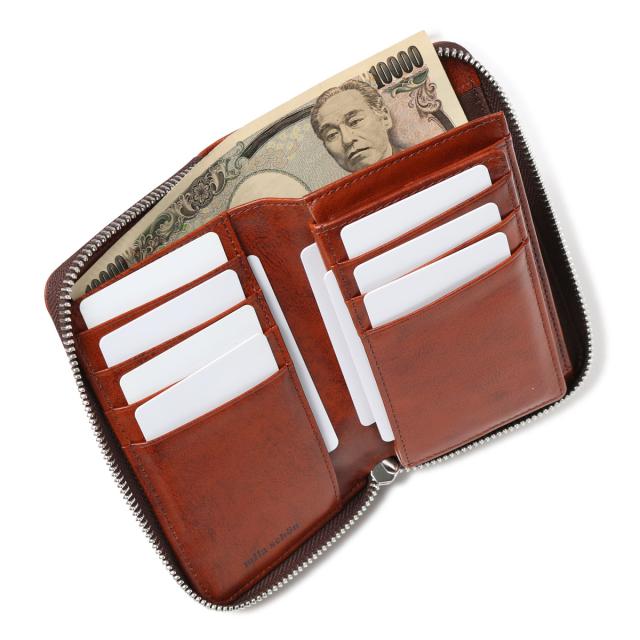 【レビュー投稿で+5％還元】ミラショーン 二つ折り財布 ミドル 縦型 本革 シャドウスムース メンズ MSMW2AS3 mila schon 大きめ ラウンドファスナー 牛革 レザー 開運 一粒万倍日 sh_of agesugi_sfa クリスマス_mp レビュー投稿で+5％還元】ミラショーン 二つ折り財布 ミドル 縦型 本