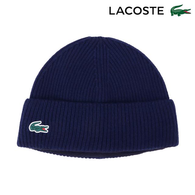 ラコステ ニット帽 ニットキャップ ビーニー メンズ レディース rb7710-10 LACOSTE リブ ウール 保温 防寒 おでかけ ゴルフ